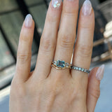 2.02ct Untreated Blue Radiant Cut Sapphire and Trillion Sapphire Antique Compass East-West Set Low Profile Ring in 14k Yellow Gold