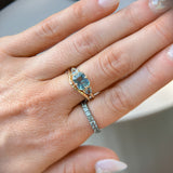 2.02ct Untreated Blue Radiant Cut Sapphire and Trillion Sapphire Antique Compass East-West Set Low Profile Ring in 14k Yellow Gold