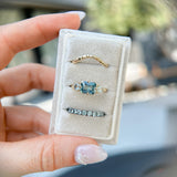 2.02ct Untreated Blue Radiant Cut Sapphire and Trillion Sapphire Antique Compass East-West Set Low Profile Ring in 14k Yellow Gold