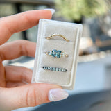 2.02ct Untreated Blue Radiant Cut Sapphire and Trillion Sapphire Antique Compass East-West Set Low Profile Ring in 14k Yellow Gold