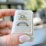 2.02ct Untreated Blue Radiant Cut Sapphire and Trillion Sapphire Antique Compass East-West Set Low Profile Ring in 14k Yellow Gold