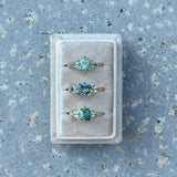 2.02ct Untreated Blue Radiant Cut Sapphire and Trillion Sapphire Antique Compass East-West Set Low Profile Ring in 14k Yellow Gold