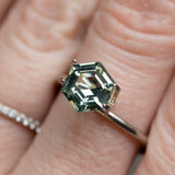 2.10CT HEXAGON MADAGASCAR SAPPHIRE, MINTY GREEN BLUE, 8.4X7X4MM