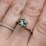 2.10CT HEXAGON MADAGASCAR SAPPHIRE, MINTY GREEN BLUE, 8.4X7X4MM