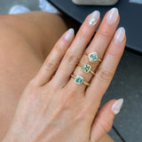 1.37ct Parti Green Radiant Cut Sapphire Low Profile Bezel Ring with Milgrain in 14k Yellow Gold