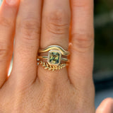 1.37ct Parti Green Radiant Cut Sapphire Low Profile Bezel Ring with Milgrain in 14k Yellow Gold