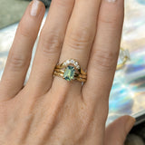 2.02ct Untreated Emerald Cut Opalescent Teal Sapphire 4 Prong Solitaire in 14k Yellow Gold