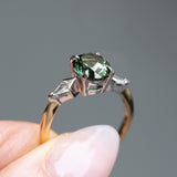 2.15ct Oval Australian Sapphire and Natural Kite Diamond Three Stone Ring in Two Tone 18k Yellow and Platinum