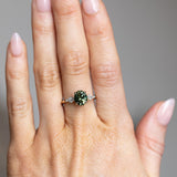 2.15ct Oval Australian Sapphire and Natural Kite Diamond Three Stone Ring in Two Tone 18k Yellow and Platinum