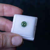 1.93CT ROUND PRECISION CUT AUSTRALIAN SAPPHIRE, GREEN WITH YELLOW AND BLUE, 7X5MM EARLY ACCESS