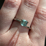0.99CT CUSHION MONTANA SAPPHIRE, LIGHT TEAL, 6MM, UNTREATED,