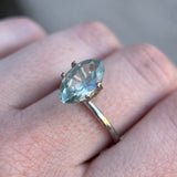 3.29CT MOVAL MONTANA SAPPHIRE, BICOLOR AQUA BLUE-GREEN AND WHITE, 11.81X7.32X4.95MM, UNTREATED