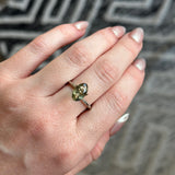 2.21CT MOVAL MONTANA SAPPHIRE, OLIVE GREEN AND GOLD, UNTREATED, 10.70X6.58X3.98MM