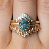 2.19ct Untreated Oval Montana Sapphire Scallop Cup Solitaire in Satin Finished 14k Yellow Gold