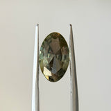 2.21CT MOVAL MONTANA SAPPHIRE, OLIVE GREEN AND GOLD, UNTREATED, 10.70X6.58X3.98MM