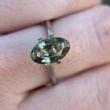 2.21CT MOVAL MONTANA SAPPHIRE, OLIVE GREEN AND GOLD, UNTREATED, 10.70X6.58X3.98MM