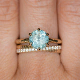 2.77ct Untreated Silky Montana Sapphire Six Prong Evergreen Hidden Halo Solitaire in 18k Yellow Gold