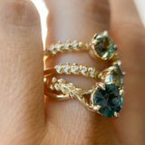 1.07ct Pear Sapphire Low Profile 5 Prong Vine Solitaire with Diamonds in 14k Yellow