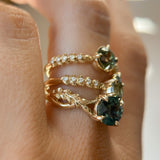 1.07ct Pear Sapphire Low Profile 5 Prong Vine Solitaire with Diamonds in 14k Yellow