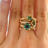 0.92ct Untreated Round Australian Parti Sapphire Low Profile 4 Prong Vine Solitaire with Diamonds in 18k Yellow