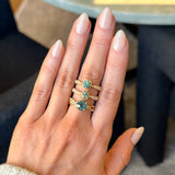 0.92ct Untreated Round Australian Parti Sapphire Low Profile 4 Prong Vine Solitaire with Diamonds in 18k Yellow