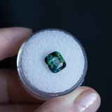 3.03CT ELONGATED CUSHION MADAGASCAR SAPPHIRE, PARTI DEEP TEAL BLUE AND GREEN, 8.30X7.40X5.28MM, UNTREATED EARLY ACCESS