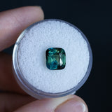3.03CT ELONGATED CUSHION MADAGASCAR SAPPHIRE, PARTI DEEP TEAL BLUE AND GREEN, 8.30X7.40X5.28MM, UNTREATED EARLY ACCESS