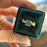 2.08ct Untreated Round Teal Sapphire Twisted Vine Split Shank Solitaire in 14k Yellow Gold with Diamonds