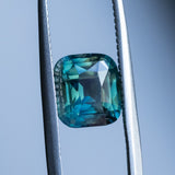 3.03CT ELONGATED CUSHION MADAGASCAR SAPPHIRE, PARTI DEEP TEAL BLUE AND GREEN, 8.30X7.40X5.28MM, UNTREATED EARLY ACCESS