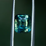 3.03CT ELONGATED CUSHION MADAGASCAR SAPPHIRE, PARTI DEEP TEAL BLUE AND GREEN, 8.30X7.40X5.28MM, UNTREATED EARLY ACCESS
