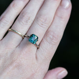 3.03CT ELONGATED CUSHION MADAGASCAR SAPPHIRE, PARTI DEEP TEAL BLUE AND GREEN, 8.30X7.40X5.28MM, UNTREATED EARLY ACCESS