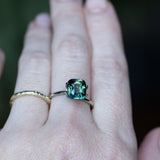 3.03CT ELONGATED CUSHION MADAGASCAR SAPPHIRE, PARTI DEEP TEAL BLUE AND GREEN, 8.30X7.40X5.28MM, UNTREATED EARLY ACCESS