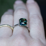 3.03CT ELONGATED CUSHION MADAGASCAR SAPPHIRE, PARTI DEEP TEAL BLUE AND GREEN, 8.30X7.40X5.28MM, UNTREATED EARLY ACCESS