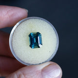 3.12CT EMERALD CUT MADAGASCAR SAPPHIRE, PARTI DEEP BLUE AND GREEN, 9.38X7.61X4.86MM