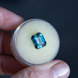 3.12CT EMERALD CUT MADAGASCAR SAPPHIRE, PARTI DEEP BLUE AND GREEN, 9.38X7.61X4.86MM