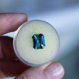 3.12CT EMERALD CUT MADAGASCAR SAPPHIRE, PARTI DEEP BLUE AND GREEN, 9.38X7.61X4.86MM