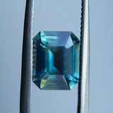 3.12CT EMERALD CUT MADAGASCAR SAPPHIRE, PARTI DEEP BLUE AND GREEN, 9.38X7.61X4.86MM