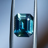 3.12CT EMERALD CUT MADAGASCAR SAPPHIRE, PARTI DEEP BLUE AND GREEN, 9.38X7.61X4.86MM