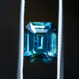 3.12CT EMERALD CUT MADAGASCAR SAPPHIRE, PARTI DEEP BLUE AND GREEN, 9.38X7.61X4.86MM