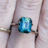 3.12CT EMERALD CUT MADAGASCAR SAPPHIRE, PARTI DEEP BLUE AND GREEN, 9.38X7.61X4.86MM