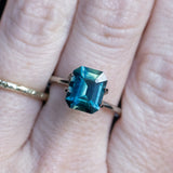 3.12CT EMERALD CUT MADAGASCAR SAPPHIRE, PARTI DEEP BLUE AND GREEN, 9.38X7.61X4.86MM