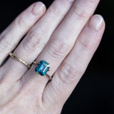 3.12CT EMERALD CUT MADAGASCAR SAPPHIRE, PARTI DEEP BLUE AND GREEN, 9.38X7.61X4.86MM