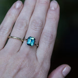 3.12CT EMERALD CUT MADAGASCAR SAPPHIRE, PARTI DEEP BLUE AND GREEN, 9.38X7.61X4.86MM