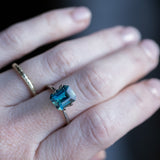 3.12CT EMERALD CUT MADAGASCAR SAPPHIRE, PARTI DEEP BLUE AND GREEN, 9.38X7.61X4.86MM