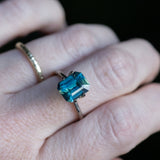 3.12CT EMERALD CUT MADAGASCAR SAPPHIRE, PARTI DEEP BLUE AND GREEN, 9.38X7.61X4.86MM