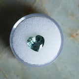 3.14CT BRILLIANT HEART MONTANA SAPPHIRE, AQUA BLUE GREEN, 9.14X4.98MM, UNTREATED