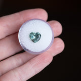 3.14CT BRILLIANT HEART MONTANA SAPPHIRE, AQUA BLUE GREEN, 9.14X4.98MM, UNTREATED