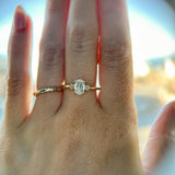 1.01ct GIA Natural Oval Diamond and Princess Cut Diamond Rapids Low Profile Ring in 18k Yellow Gold