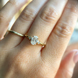 1.01ct GIA Natural Oval Diamond and Princess Cut Diamond Rapids Low Profile Ring in 18k Yellow Gold