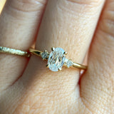 1.01ct GIA Natural Oval Diamond and Princess Cut Diamond Rapids Low Profile Ring in 18k Yellow Gold